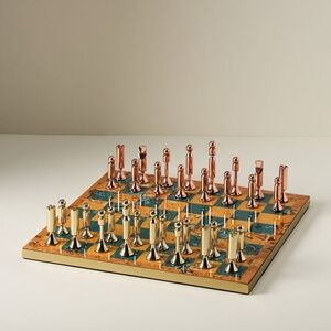 Anthropologie Metallic Sophie Chess Set with Floral Board